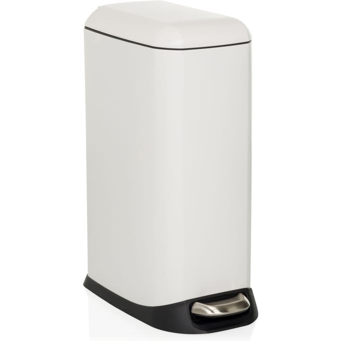 Afvalbak / prullenbak CLEAN SLIM 20 l staal wit hjh OFFICE