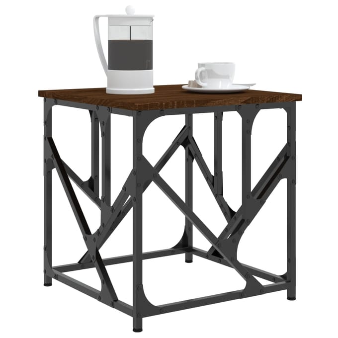 vidaXL - Salontafel - 45x45x47,5 - cm - bewerkt - hout - bruin - eikenkleur