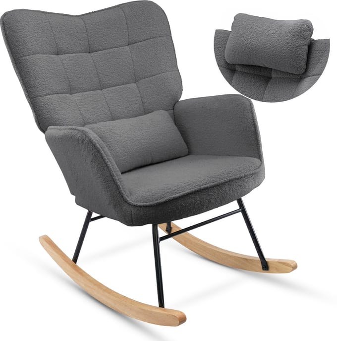 Schommelstoel - Stoelen - Meubels - Fauteuil - Grijs - 92 cm x 71 cm x 101 cm