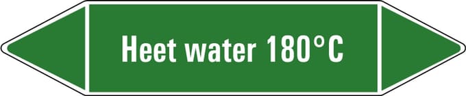 Heet water 180°C leidingmarkering op vel 179 x 37 mm - 5 per vel