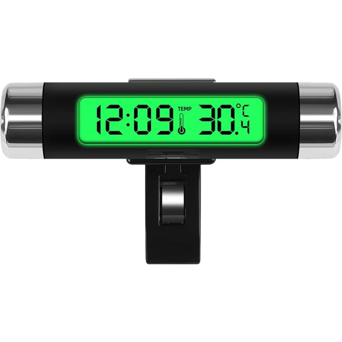 Digitale Auto Klok met Thermometer - Mini LCD Display voor Luchtuitlaat - Auto Dashboard Tijd Temperatuurmeter met Achtergrondverlichting