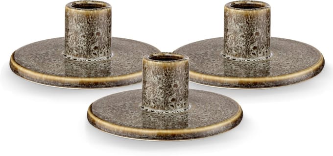 vtwonen Kandelaar Set van 3 - Kaarsenhouder van Keramiek - Groen - 12x5cm