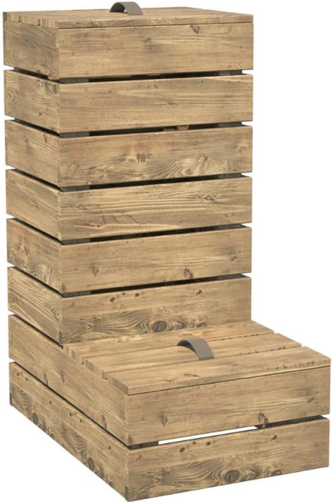 Houten compostbak met deksel en klep 40x60x81 cm