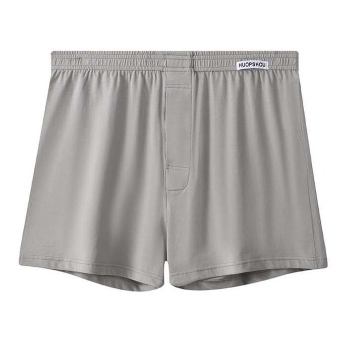 Heren Boxer Ondergoed Open Design Knoopsluiting Mid-rise Elastische Tailleband Shorts Briefs Effen Kleur Losvallend Ondergoed M