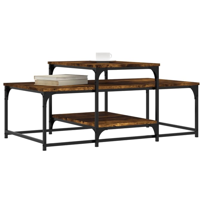 vidaXL - Salontafel - 102x60x45 - cm - bewerkt - hout - gerookt - eikenkleurig