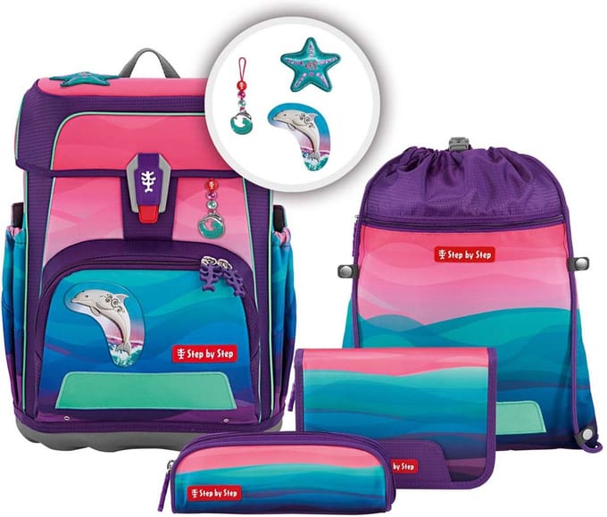 Step by Step Schooltas Cloud Ocean Schulranzen-Set 5-delig Dolphin Lana Roze