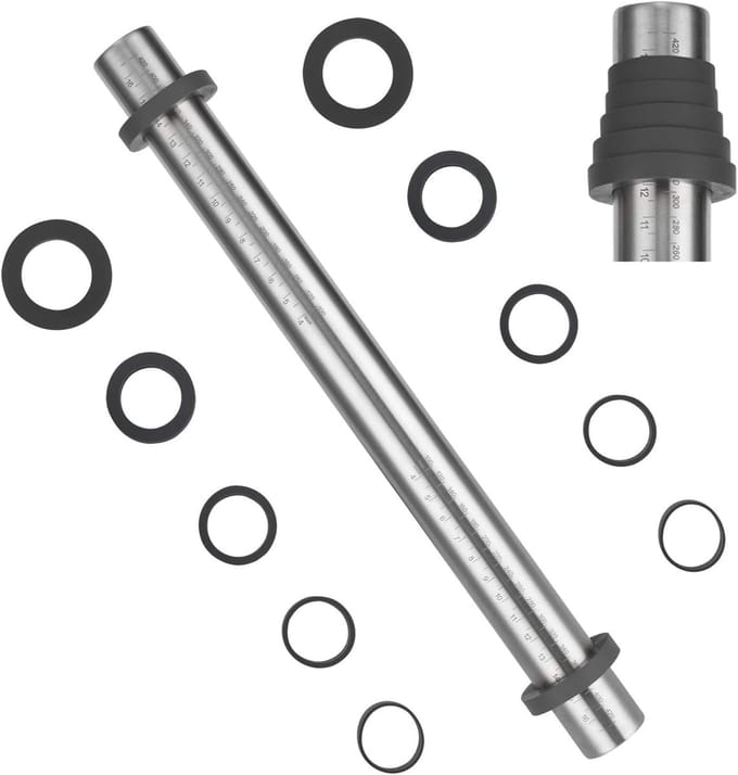 Verstelbare Deegroller - Bakroller met Ringen - Bakken en Brood - Met Maataanduiding - 40 cm - Grijs