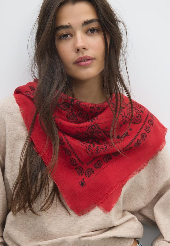 Stradivarius Bedrukt bandanasjaaltje met zachte touch  Rood OS