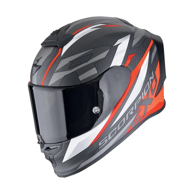 Scorpion EXO-R1 Evo Carbon Air Runner Zwart Wit Rood Integraalhelm - Maat M - Helm