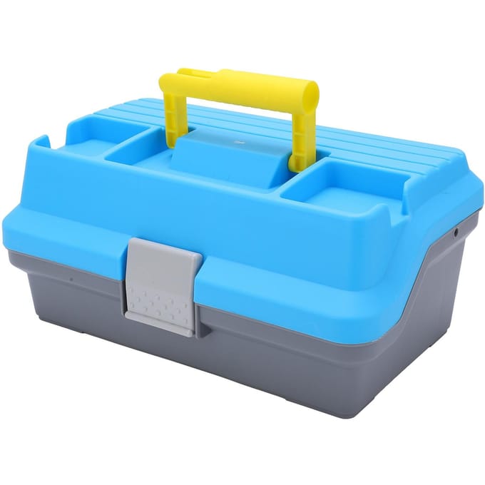 Boîte de rangement portable en ABS à trois couches pour matériel de pêche avec poignée ergonomique blue