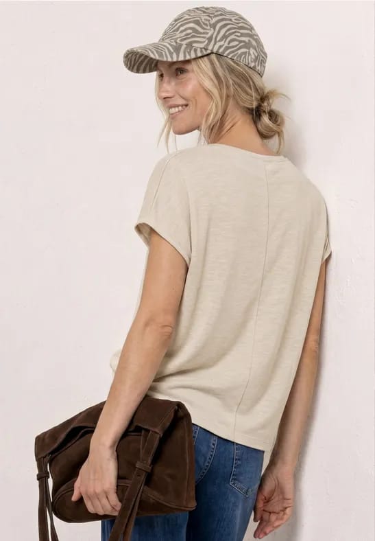Shirt met korte mouwen en boothals