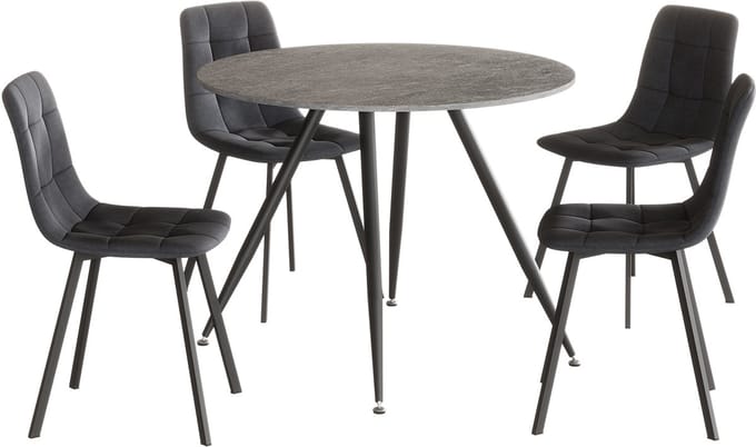 Eetkamerset Fitjar Ø100 cm met stoelen Lexnitz 5-delig [en.casa]