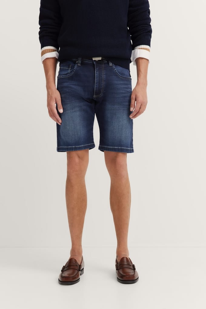 Bugatti Herren Jeans Bermuda in used-wash dessin