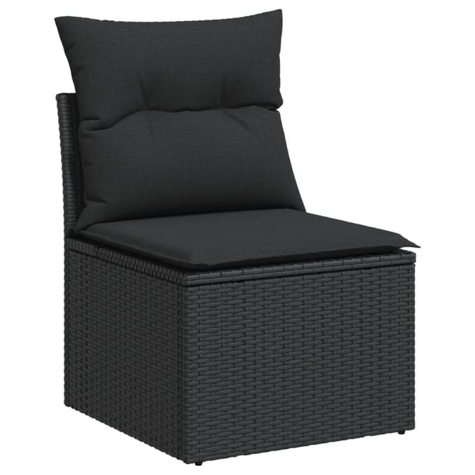 vidaXL - 7-delige - Loungeset - met - kussens - poly - rattan - zwart