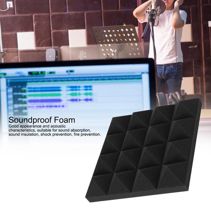 6pcs Forme Pyramide Coton Insonorisant Mousse Panneaux Acoustiques Studio Mousse d'Insonorisation(Noir )