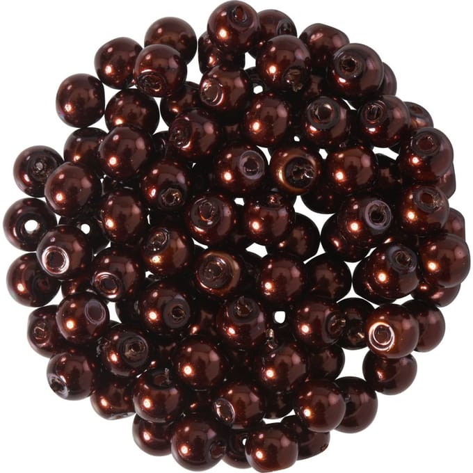 Glasparels, Ø 4 mm, 100 stuks - Chocoladebruin