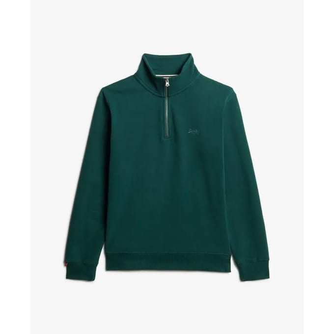Superdry - Essential sweatshirt met logo en halve rits - Heren - Truien