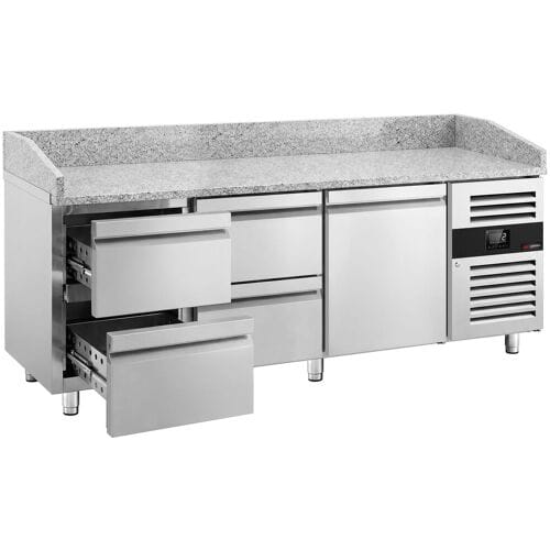 GGM Gastro Pizzakühltisch ECO - 2000x800mm - mit 1 Tür & 4 Schubladen