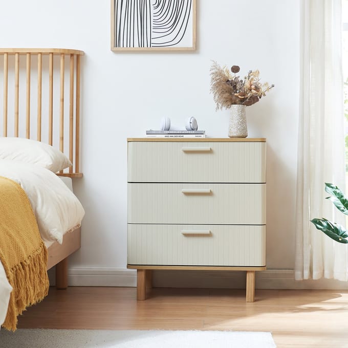 Commode Ferrersp 70x60x40 cm eikenkleurig havermout en naturel [en.casa]
