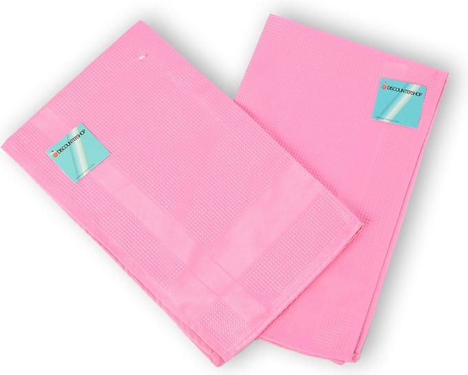 Discountershop Set van 2 Glazendoeken Polierdoeken - Roze - 67cm x 41cm - 80% Polyester, 20% Polyamide