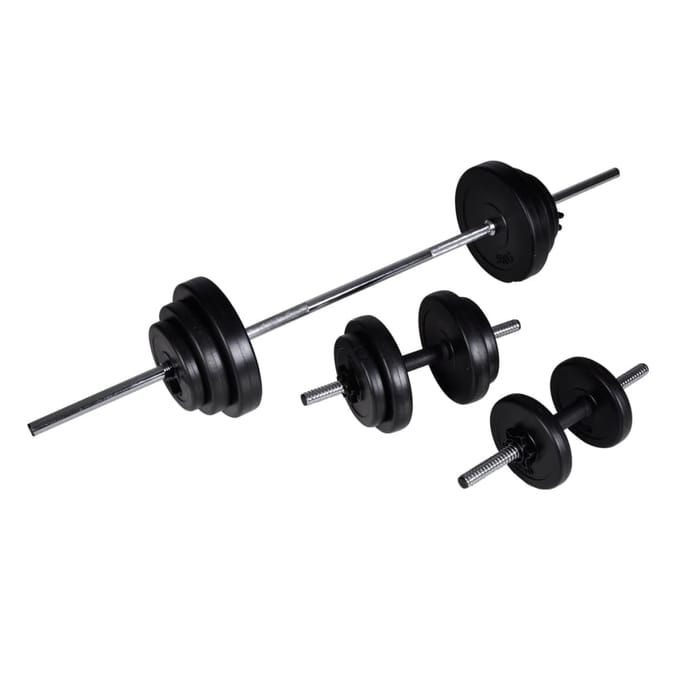 vidaXL - Barbell- - en - dumbbellset - 30,5 - kg
