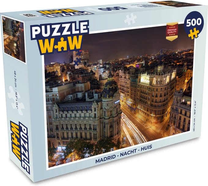 Puzzel Madrid - Nacht - Huis - Legpuzzel - Puzzel 500 stukjes