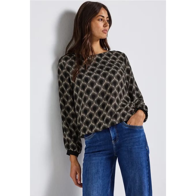 Bedrukte blouse met elastische zoom