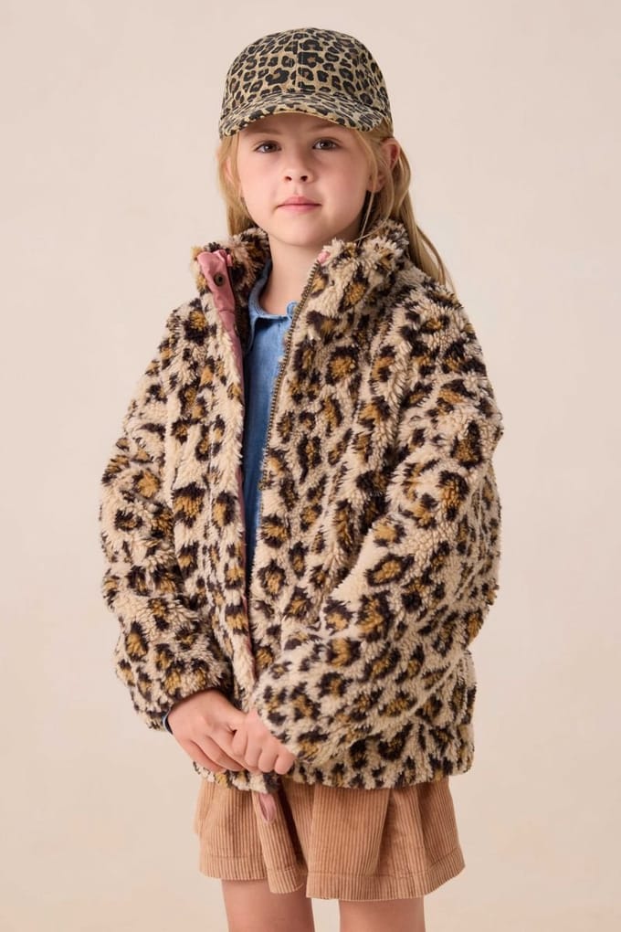 Sissy-Boy - Bruine teddy jas met leopard print