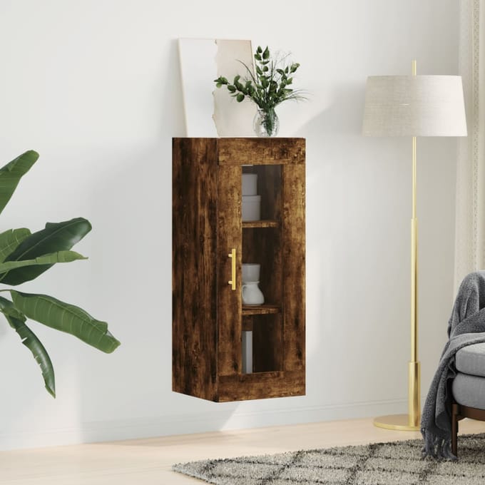 vidaXL - Bovenkast - 34,5x34x90 - cm - gerookt - eikenkleurig