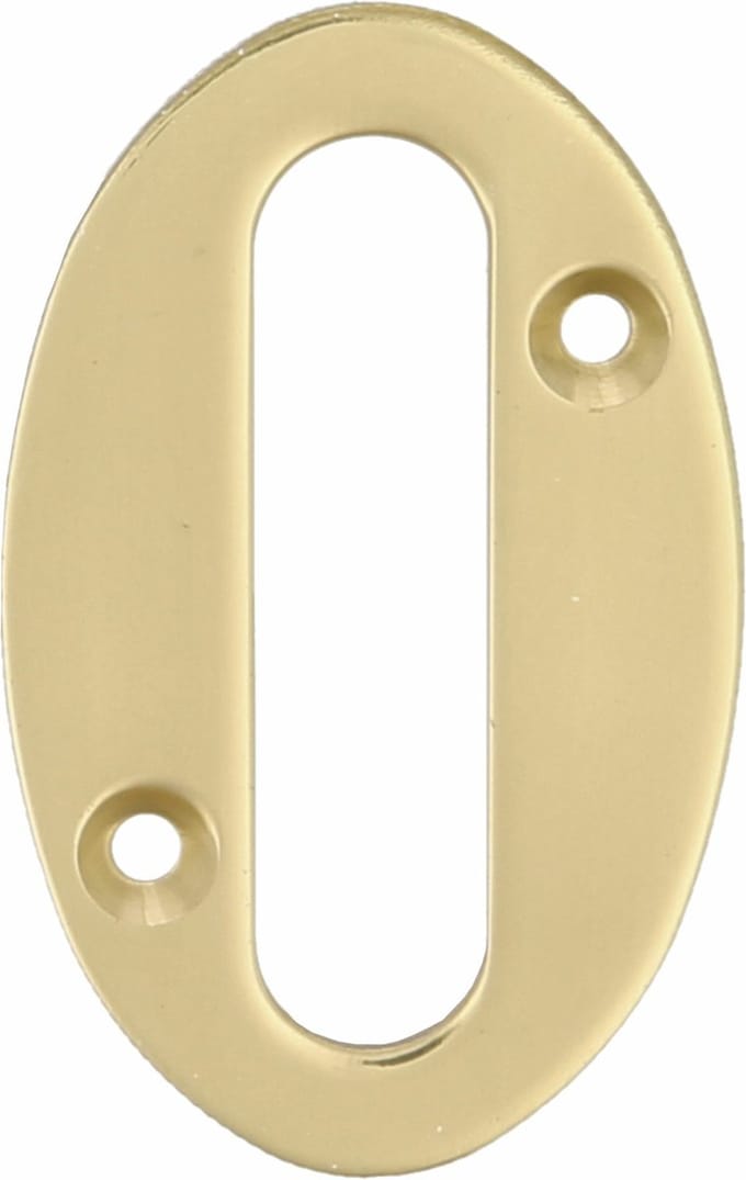 AMIG - Huisnummer 0 (Nul) - Gepolijst Messing – 50 x 1.5mm – Schroefbaar
