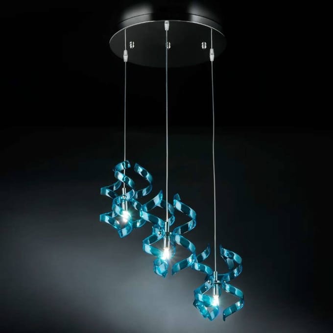 Metallux Fascinerende hanglamp Blue, 3-lichts