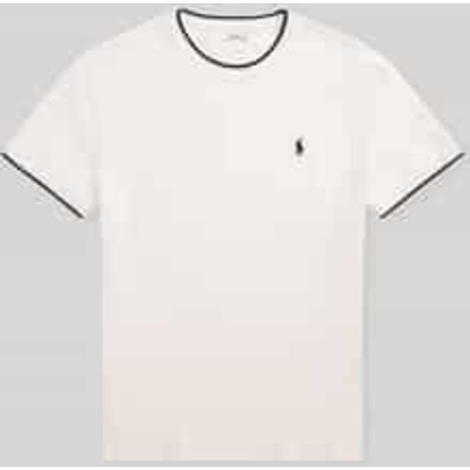 regular fit T-shirt van katoenmix met contrasterende strepen