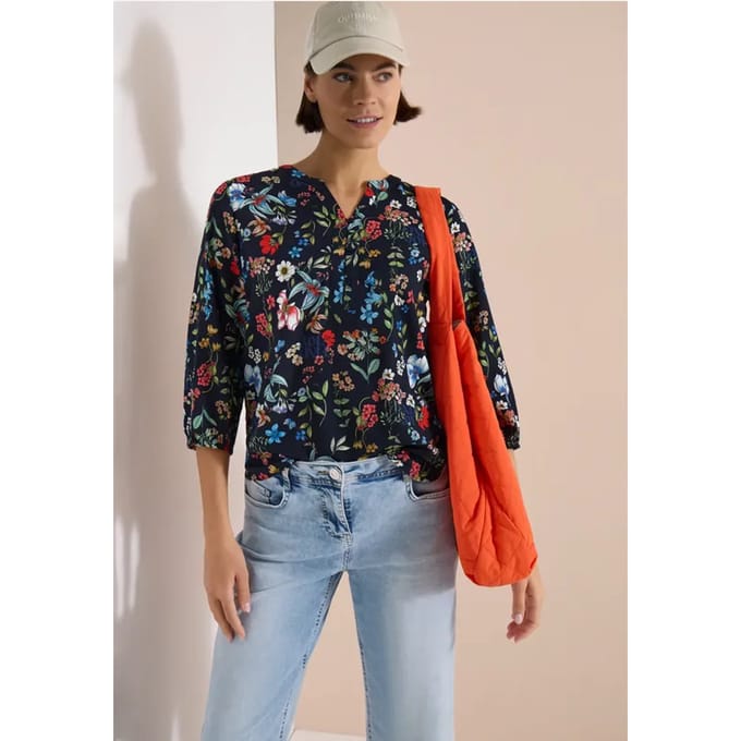 3/4-mouwen blouse met gespleten hals en print