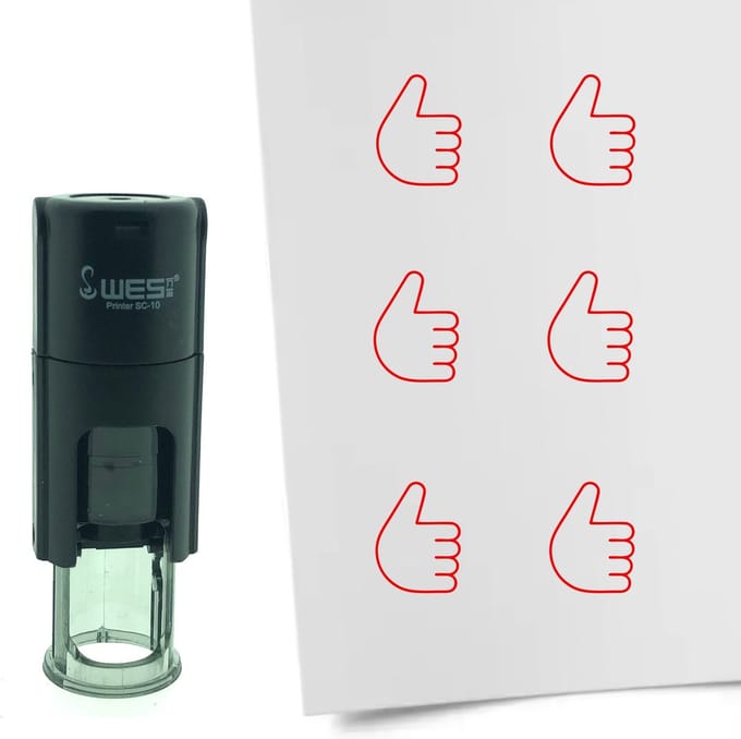 CombiCraft Stempel Duim omhoog 10mm rond - Rode inkt