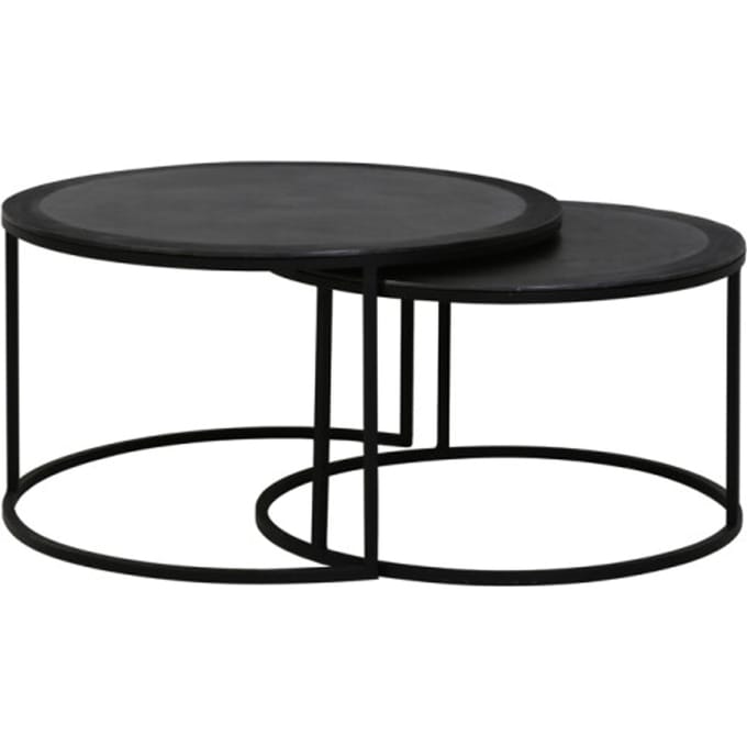 Light & Living Salontafel Talca - Antiek Lood Edge - Ø67,5+Ø75cm - Modern