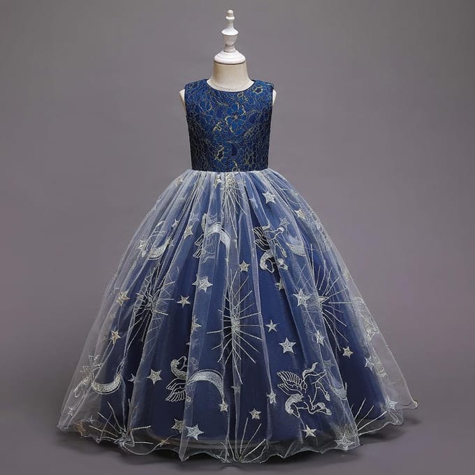 Robe princesse pour filles, Costume de fête de mariage pour enfants, vêtements pour enfants 150cm bleu
