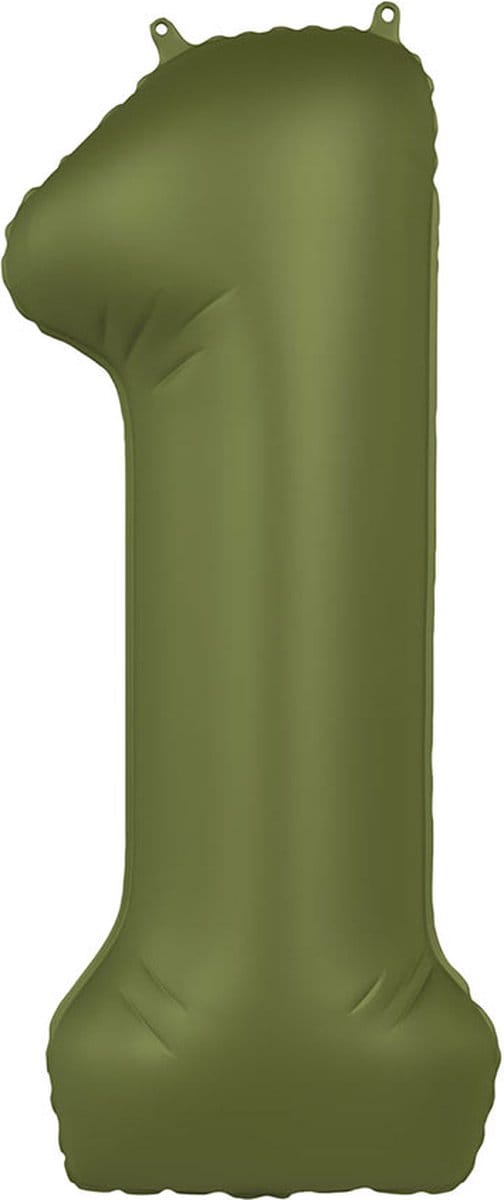 Folieballon Cijfer 1 - Olive Green - Ultra Matt - 86 cm