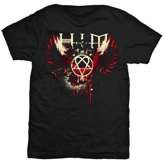 Him - Wings Splatter Heren Tshirt - M - Zwart