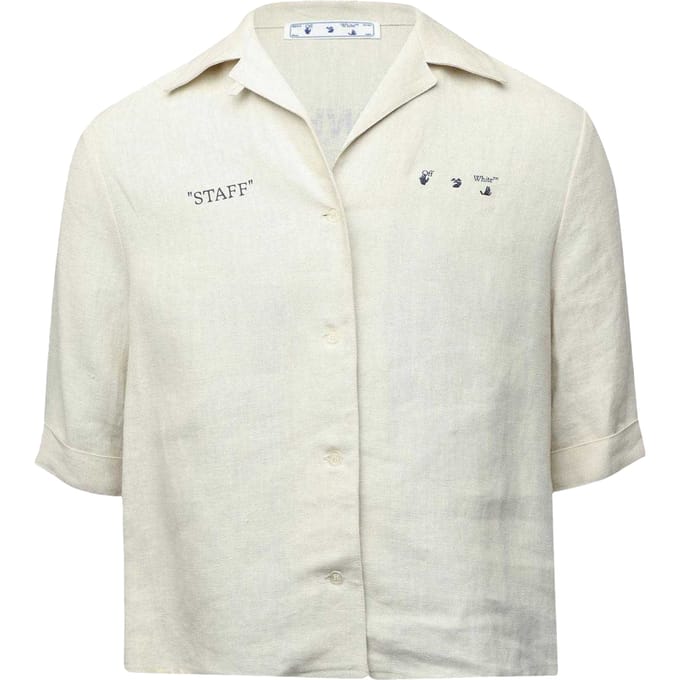 Off White Linnen shirt met logo voor dames (Licht Beige)