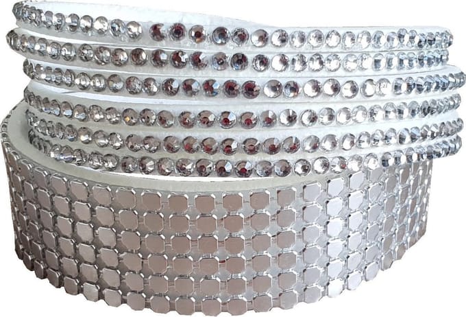 Fako Bijoux® - Wikkelarmband - Metal Bling - Wit