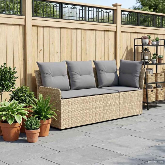 vidaXL - 2 - st - Tuinstoel - met - Armleuning - en - Hoekbank - PE - Riet
