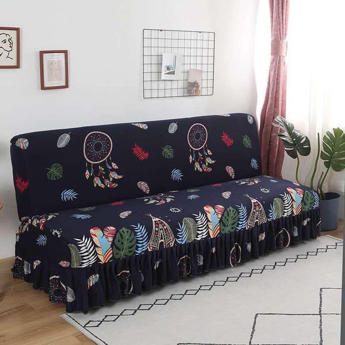 Armless Sofahoes Rekbare Sofahoes Bedrukte Opvouwbare Sofabedhoes Strakke Elastische Hoes Bankhoes S-120-140CM gray