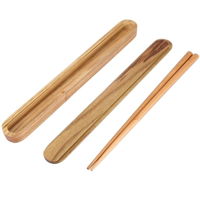 Draagbare Houten Eetstokjes Uitschuifbare Eetstokjes Doos Etui Eetgerei Servies Licht Hout Kleur brown