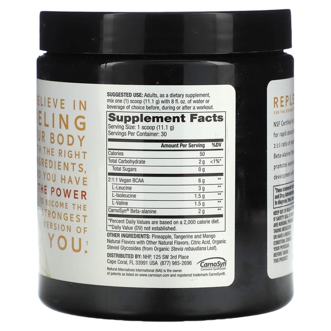 Dr. Mercola, Pure Power BCAA + Bêta-Alanine, Saveur Punch Tropical, 11,7 oz (333 grammes)