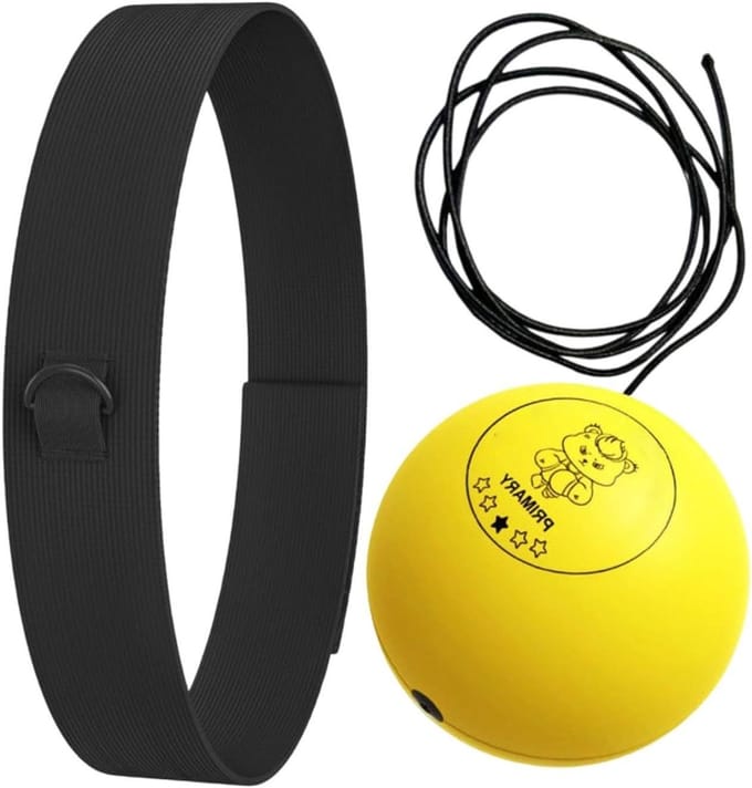 Boks Trainingsbal - Reflex Bal - Verbeter Coördinatie - Verstelbare Hoofdband - Set van 3 ballen - Geel