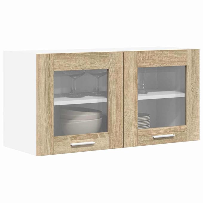 vidaXL - Hangkast - Sonoma - Eik - en - Wit - 80 - x - 31 - x - 40 - cm - Bewerkt - hout