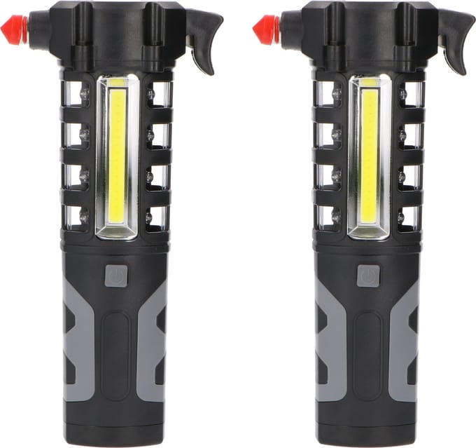 LED's Light Multitool auto - gordelsnijder - noodhamer - waarschuwingslicht - 2 stuks