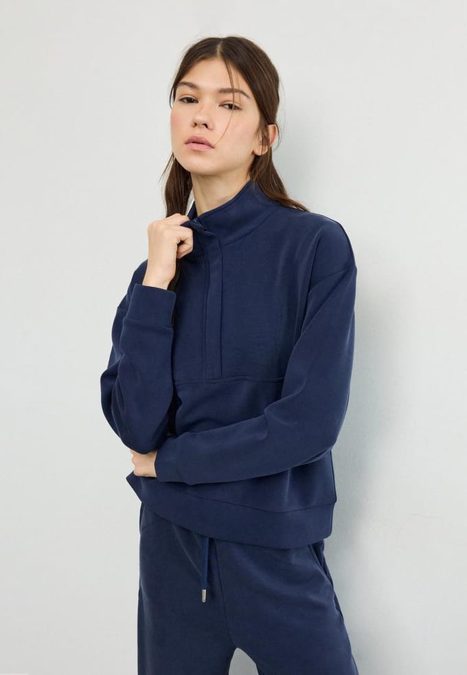 Stradivarius Soft touch sweater met rits  Donkermarine S