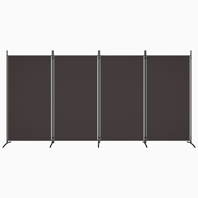 vidaXL - Kamerscherm - met - 4 - panelen - 346x180 - cm - stof - bruin