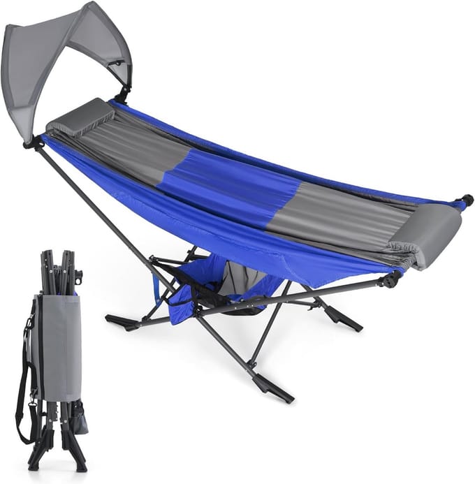 Draagbare Hangmat met Standaard, Blauw